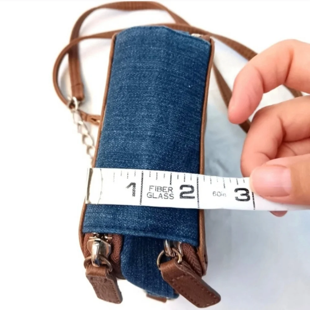 Jessica Simpson Mini Crossbody Wallet Bag | EUC | Denim, Studs, Zip Around